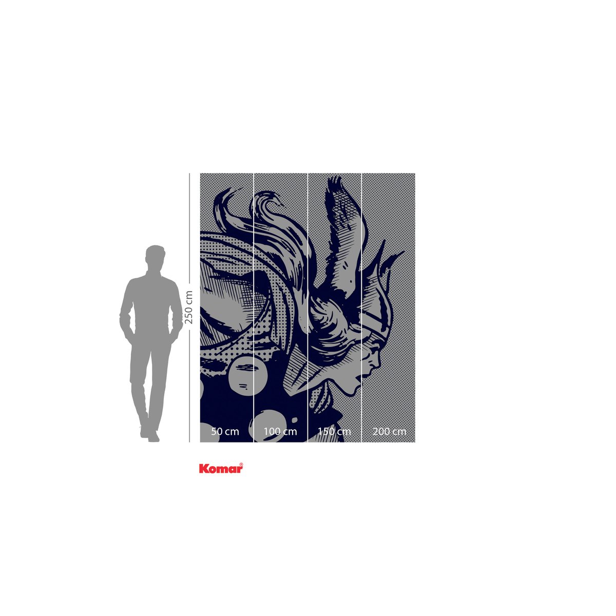 Papier peint Komar - Legend of Thor - 200 x 250 cm bleu, HEXOA