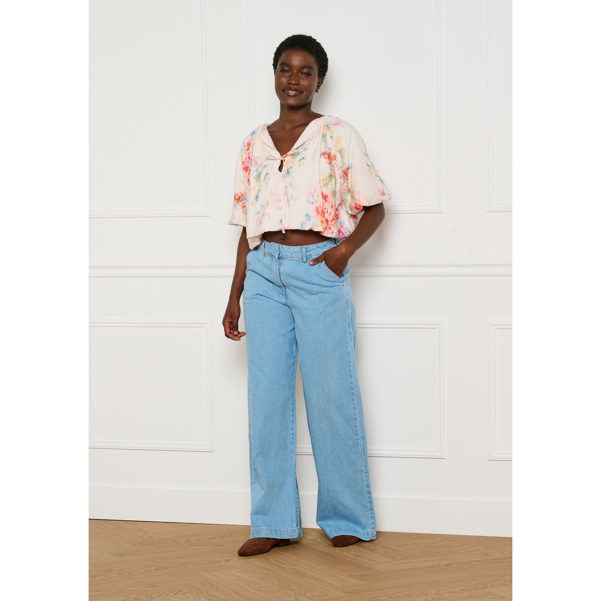 Jean large fluide blue bleached, LOLALIZA