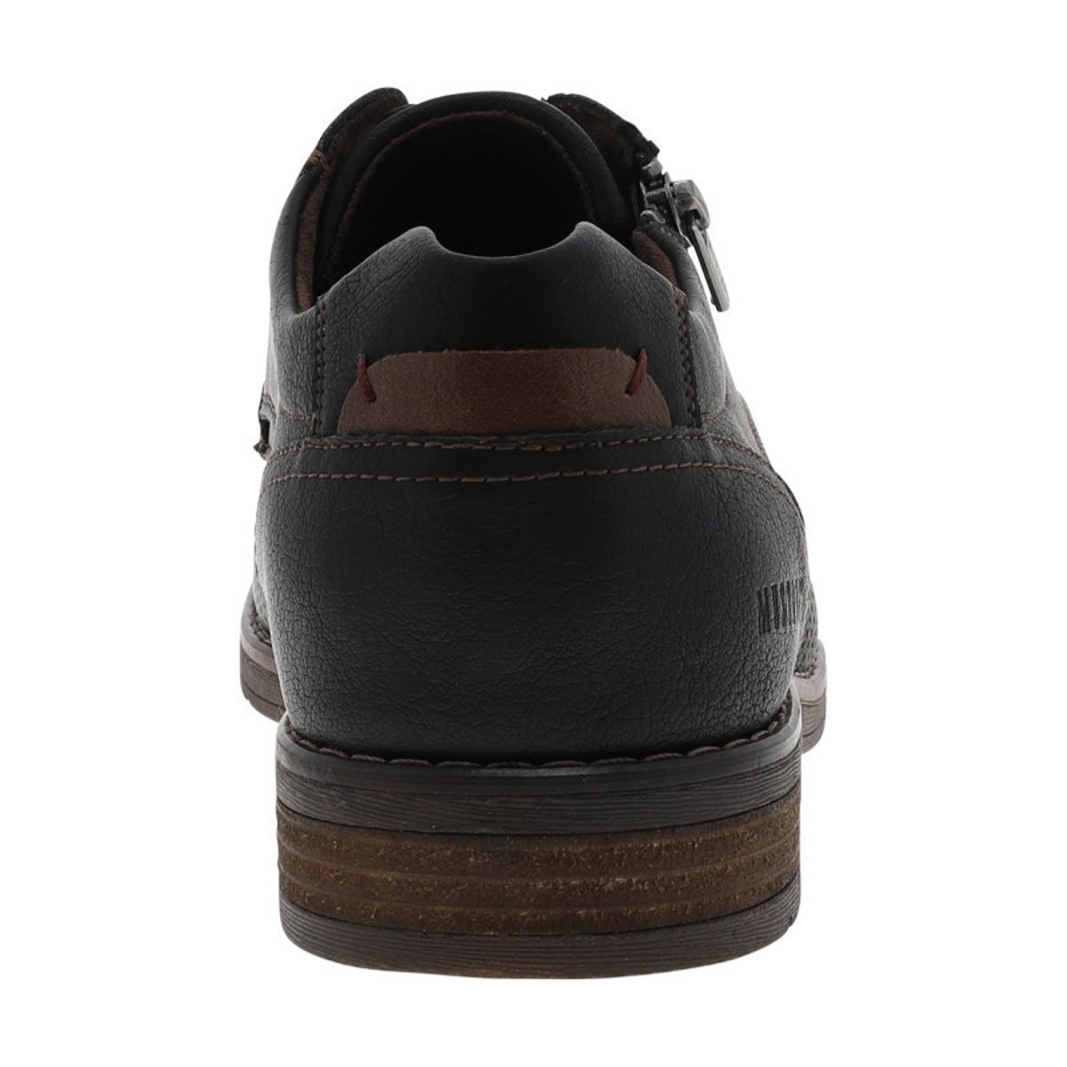 Derbies marron à talon décroché bas avec des lacets et un zip latéral noir, MUSTANG
