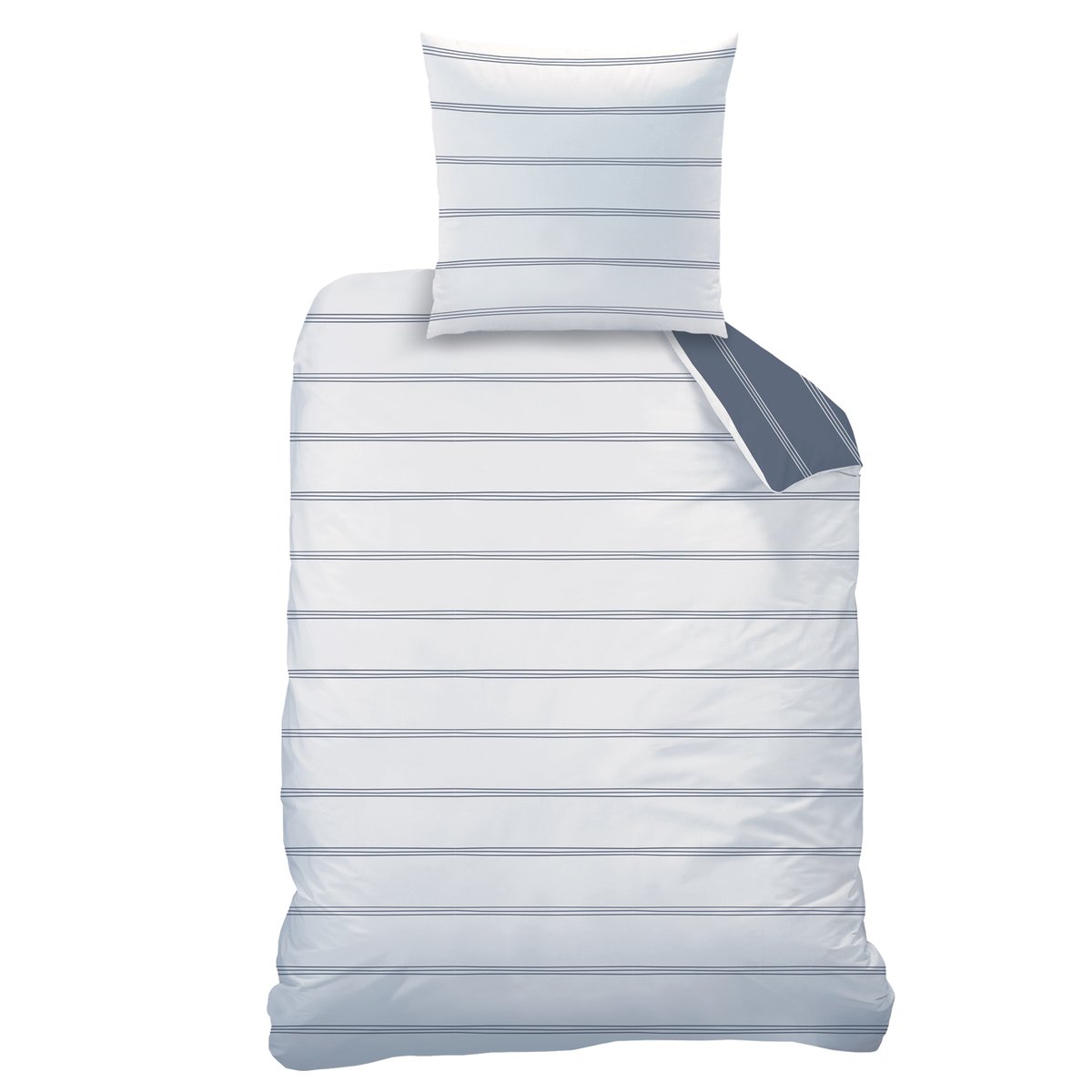 Parure de lit imprimée 100% coton, URBAN STRIPES bleu, MATT ET ROSE