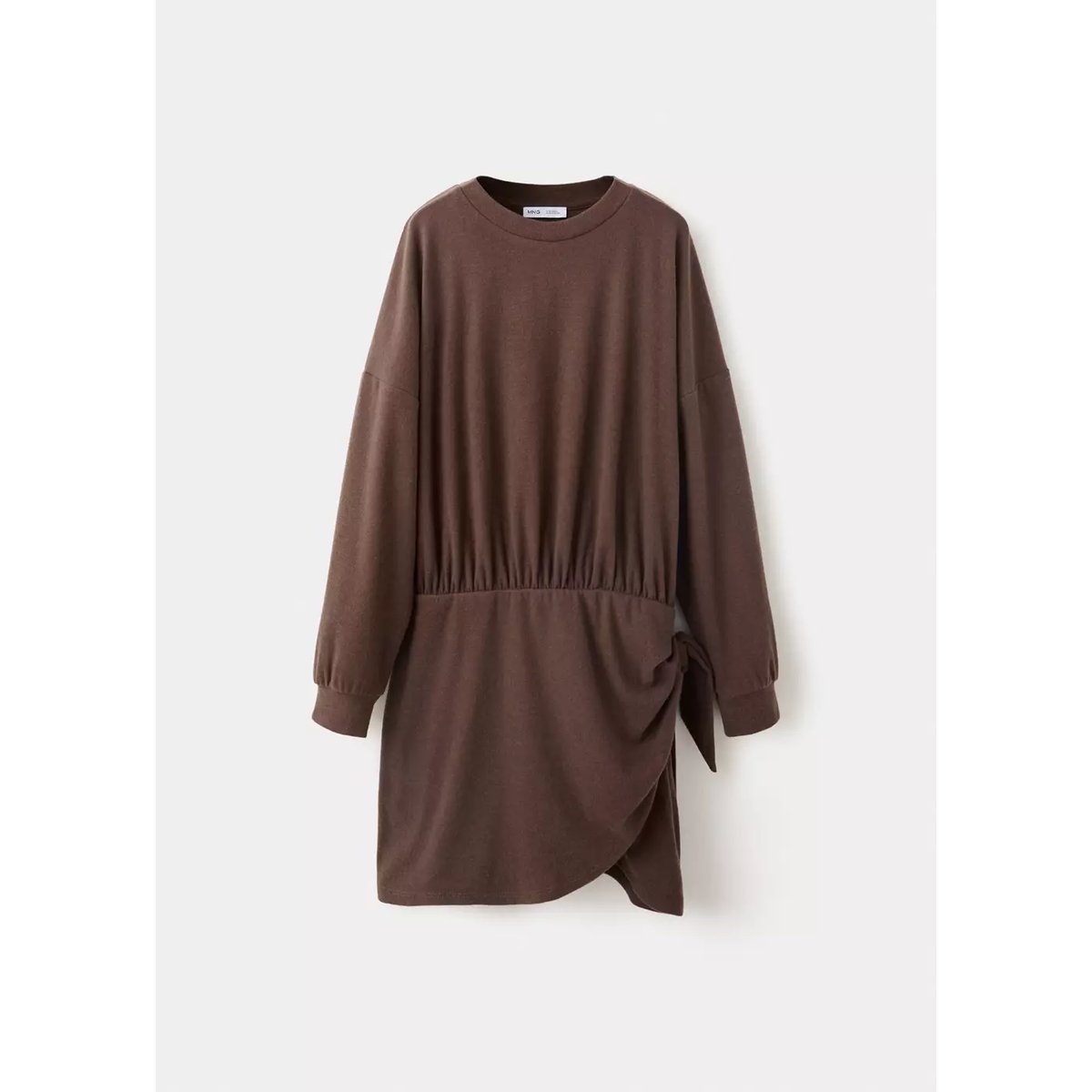 Robe en maille détail nœud marron, MANGO KIDS