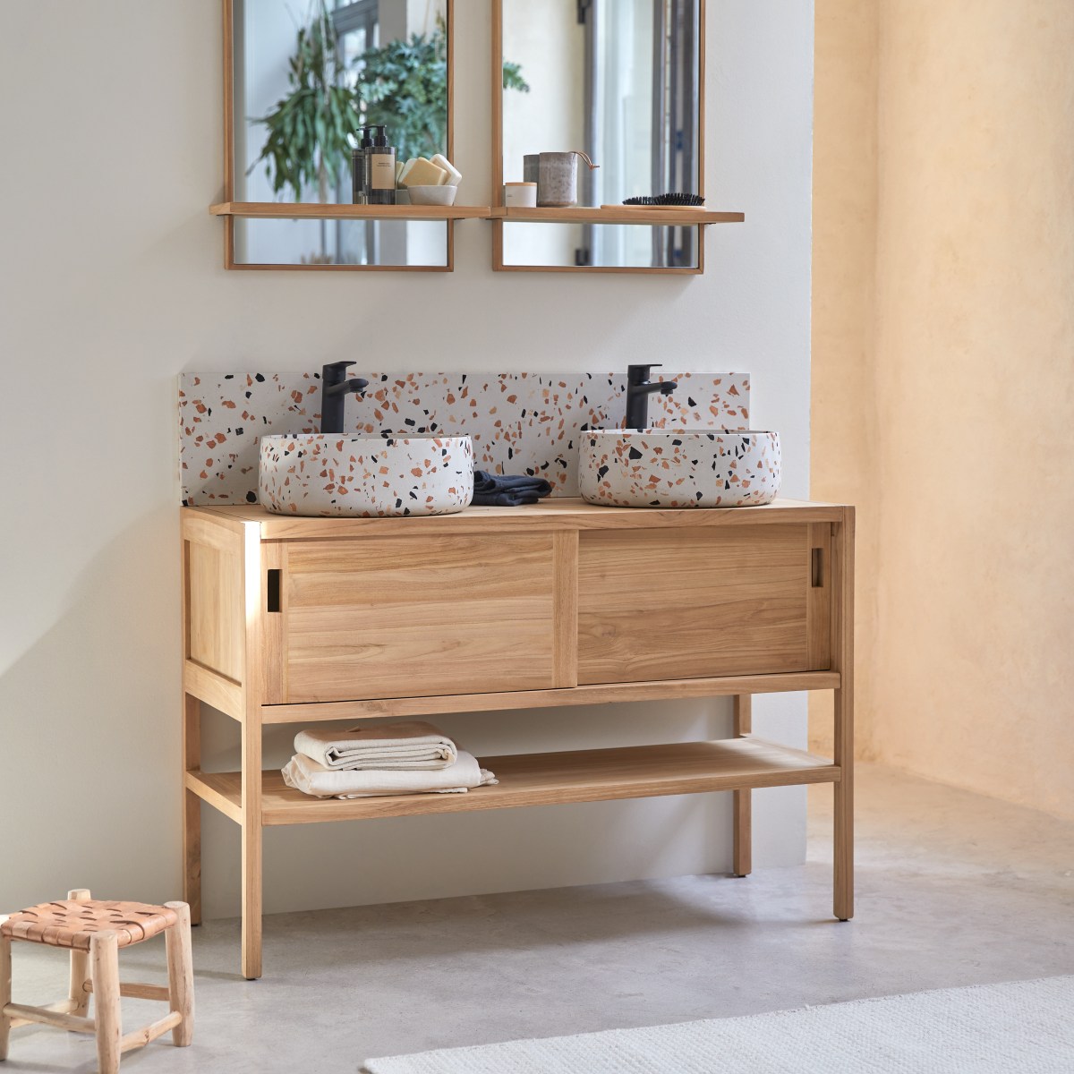 Meuble Salle De Bain en Teck massif, ARTY naturel, TIKAMOON