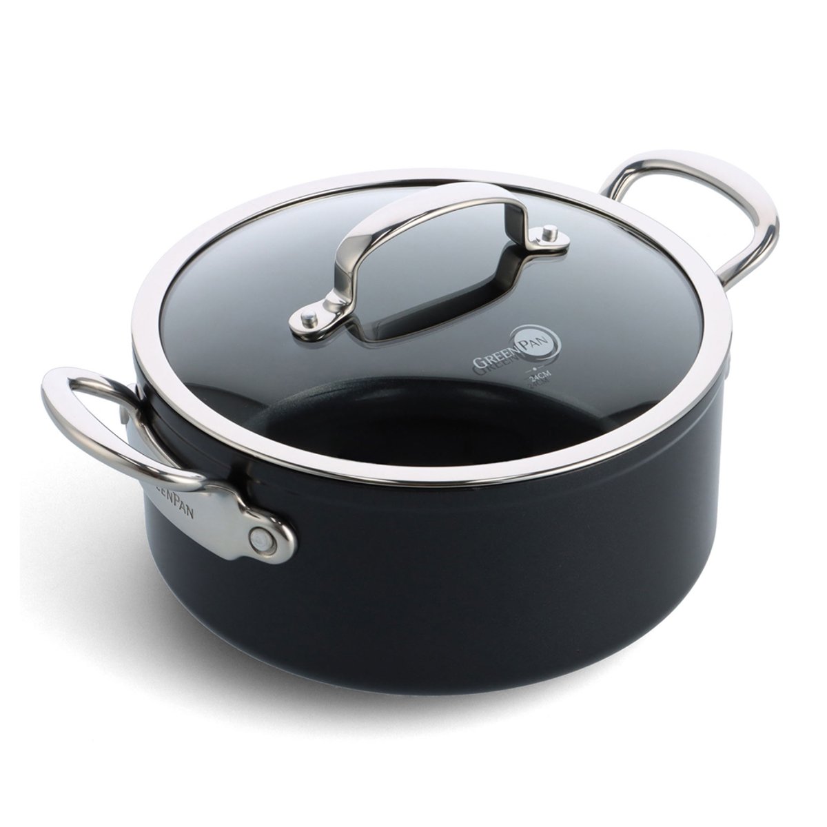 Faitout 24 cm aluminium forgé revêtement céramique-Barcelona Pro noir, GREENPAN