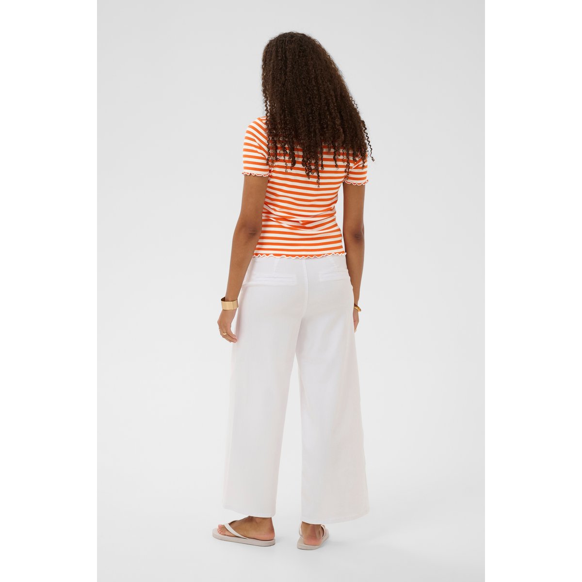 T-shirt à manches courtes orange celosia white stripe, CREAM
