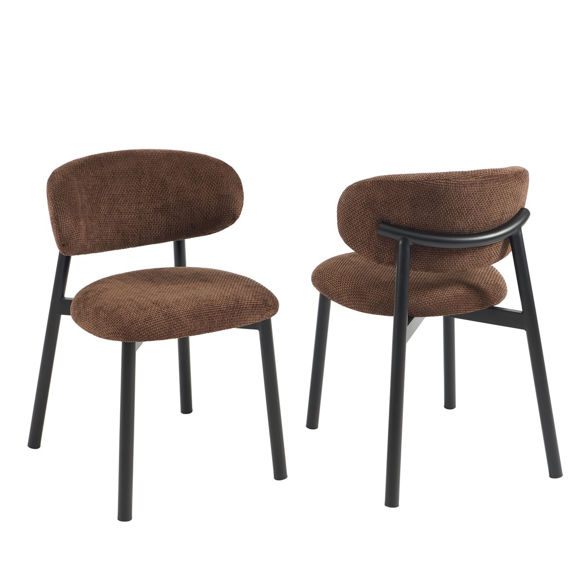 Lot de 2 chaises en tissu et acier CIARA marron, SORELH