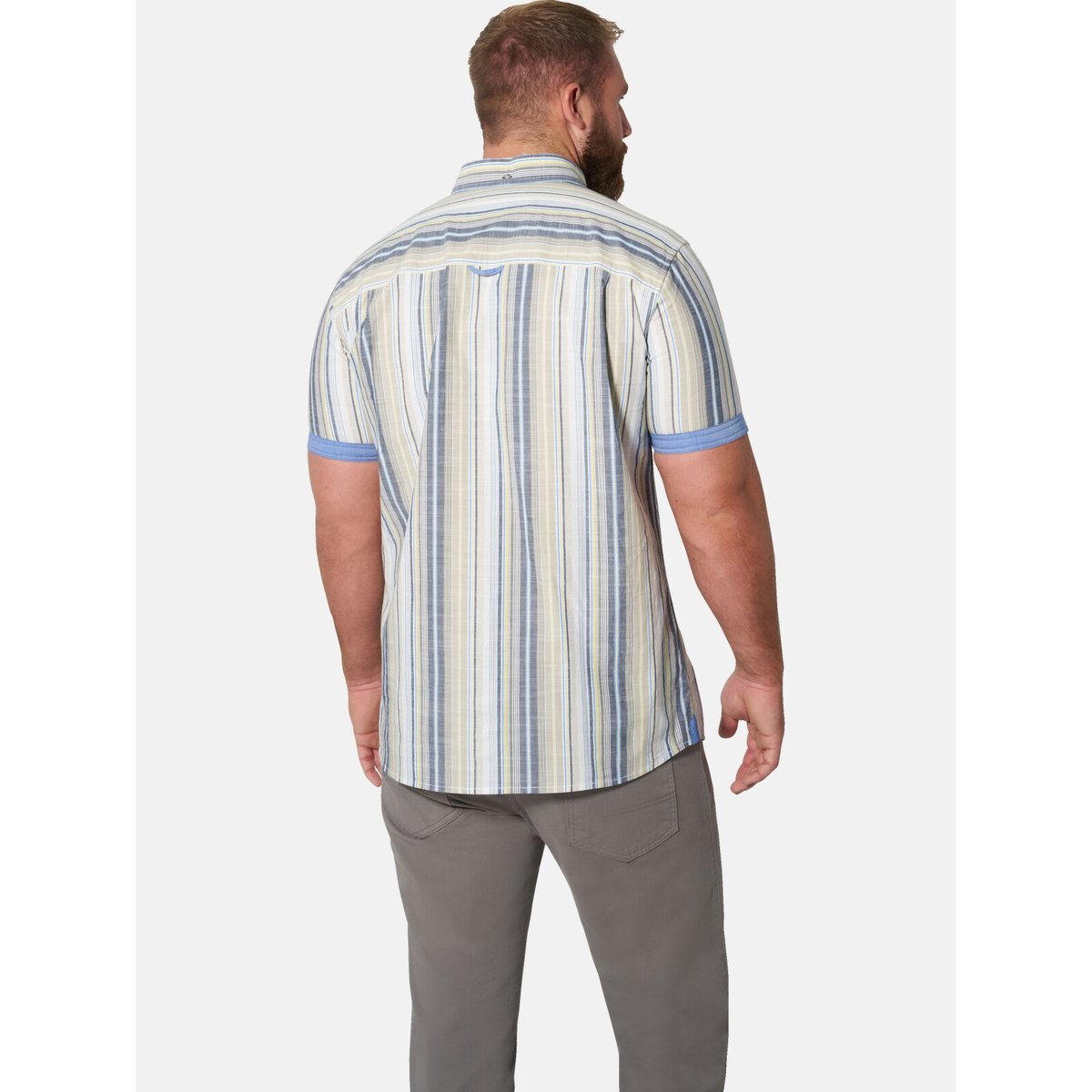 Chemise à manches courtes ROREK beige rayé, JAN VANDERSTORM