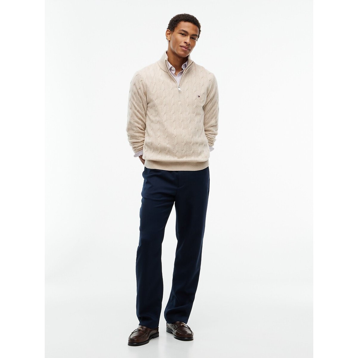 Pullover mit Stehkragen aus gedrehter Wolle avoine, TOMMY HILFIGER