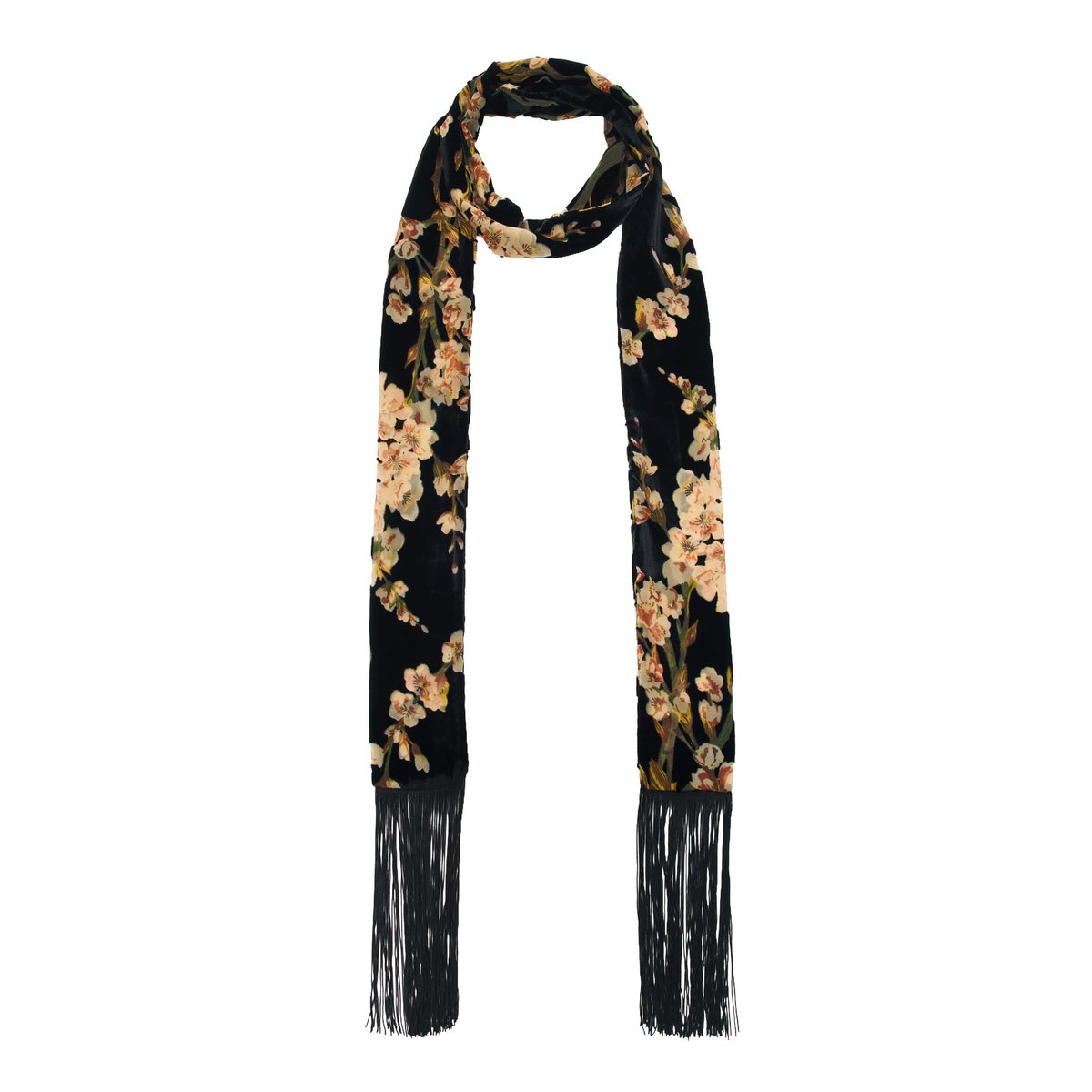 Foulard à franges à motif floral noir, DESIGUAL