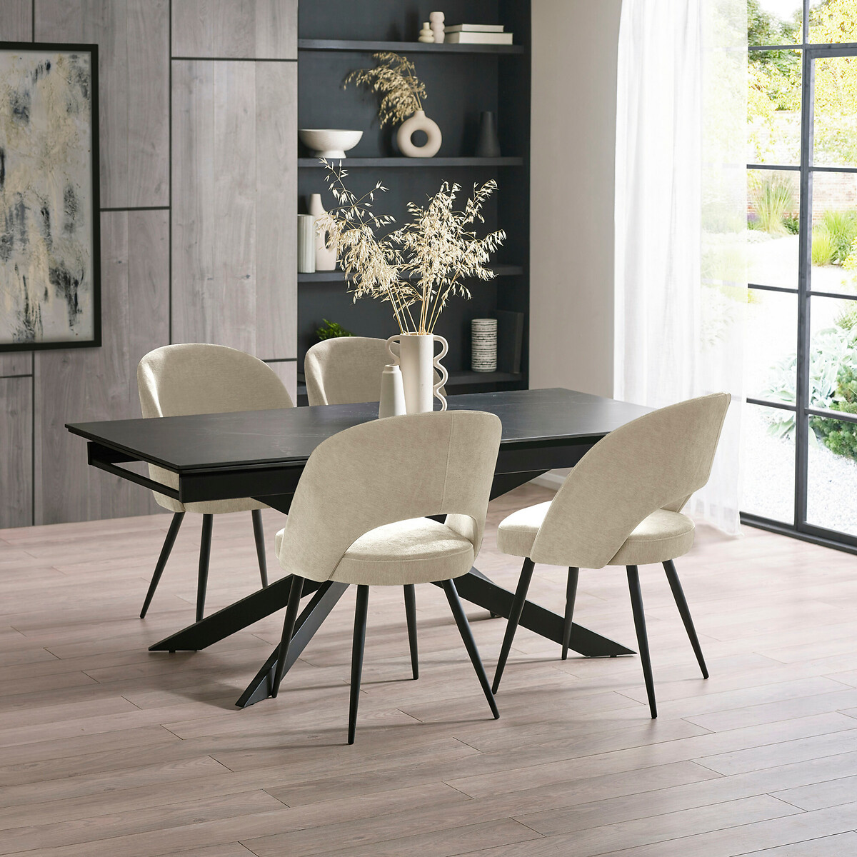 Eleanor Chenille Upholstered Dining Chairs (Set of 2) cream beige, SO'HOME