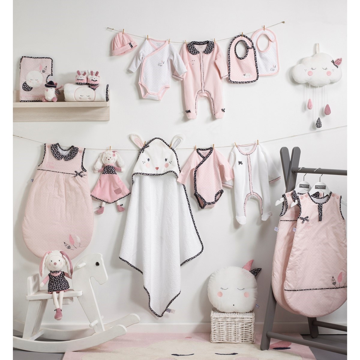 Bavoirs lot de 2 en coton rose, SAUTHON