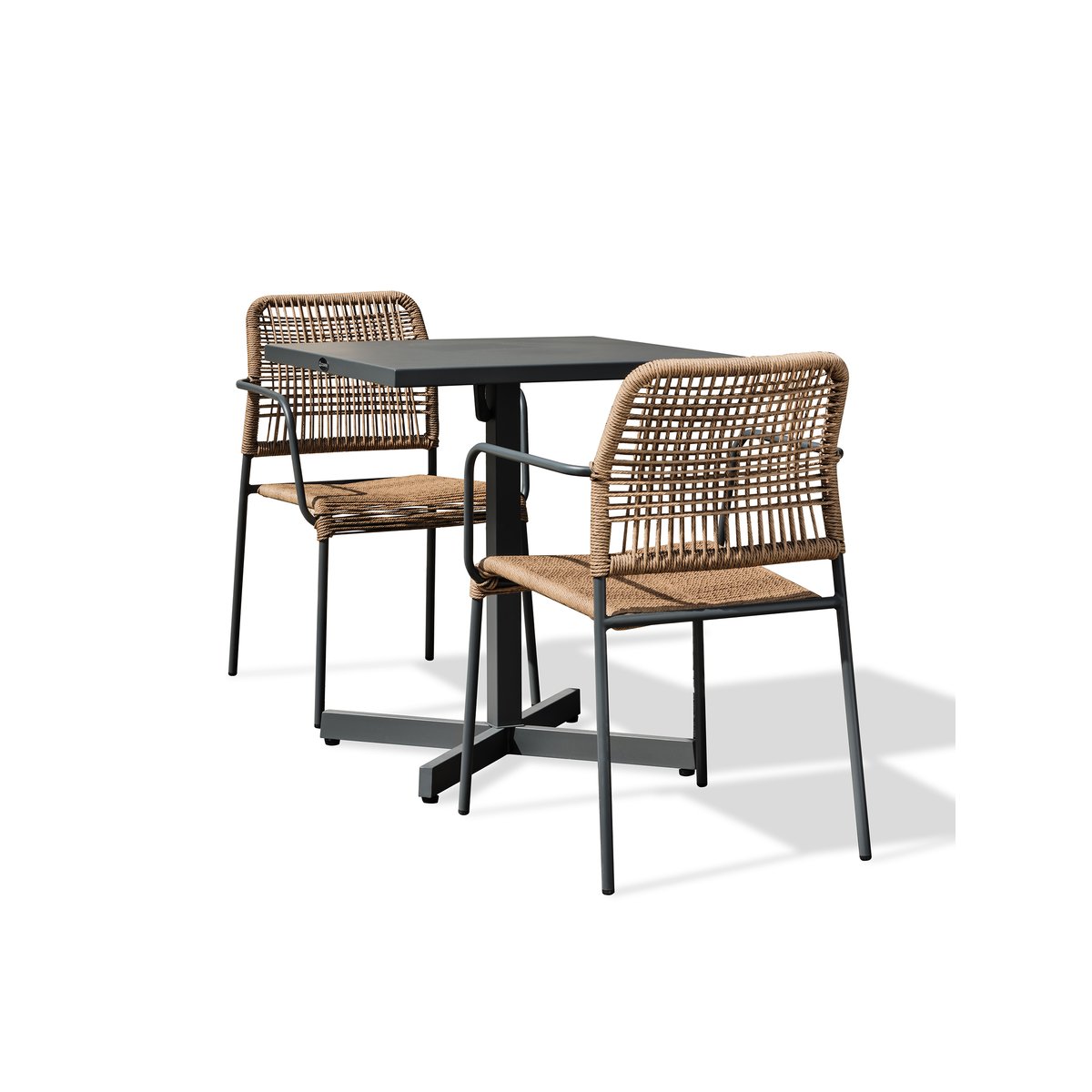 Ensemble repas de jardin 2 places en acier LOUISE gris anthracite, CITY GARDEN
