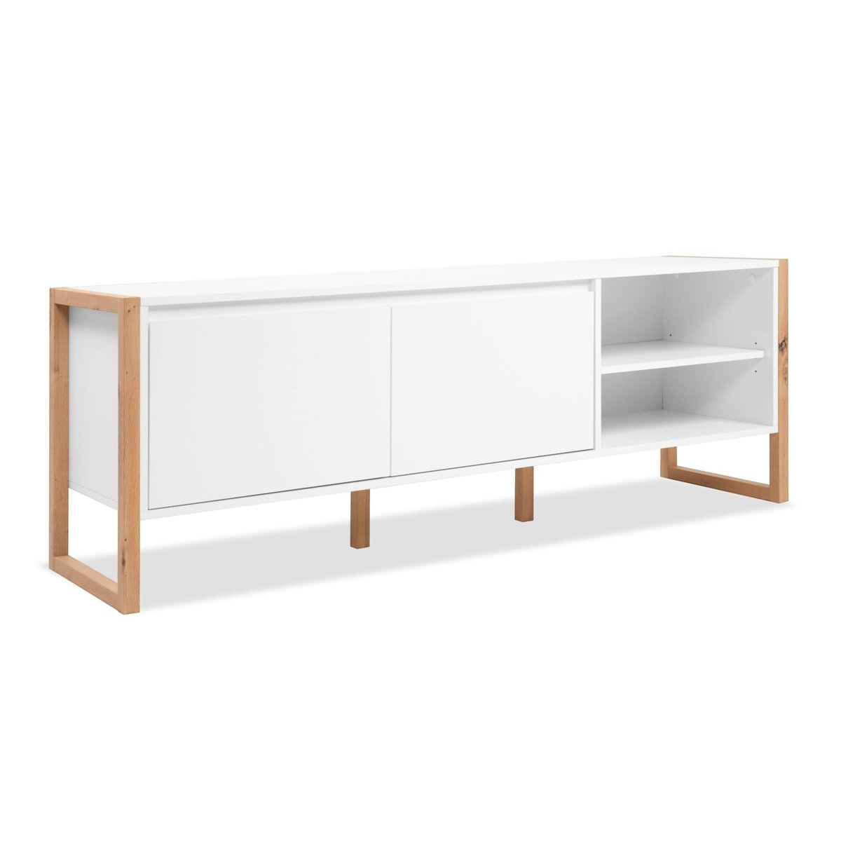 Meuble TV 160 cm 2 portes ALVA blanc, PIER IMPORT