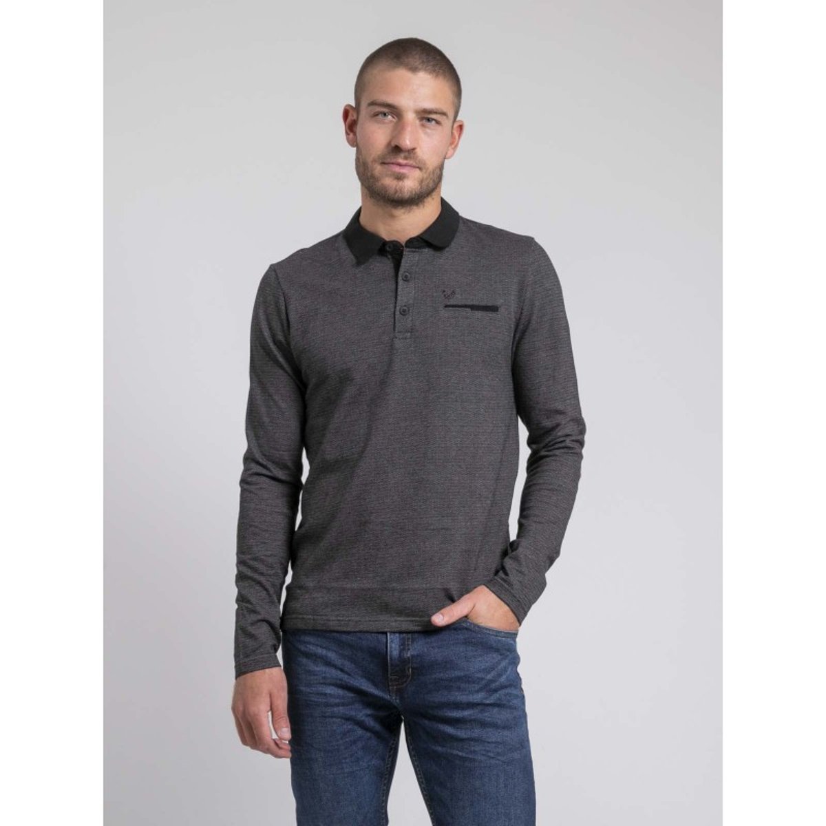 Polo Manches Longues Pur Coton Pagny noir, RITCHIE