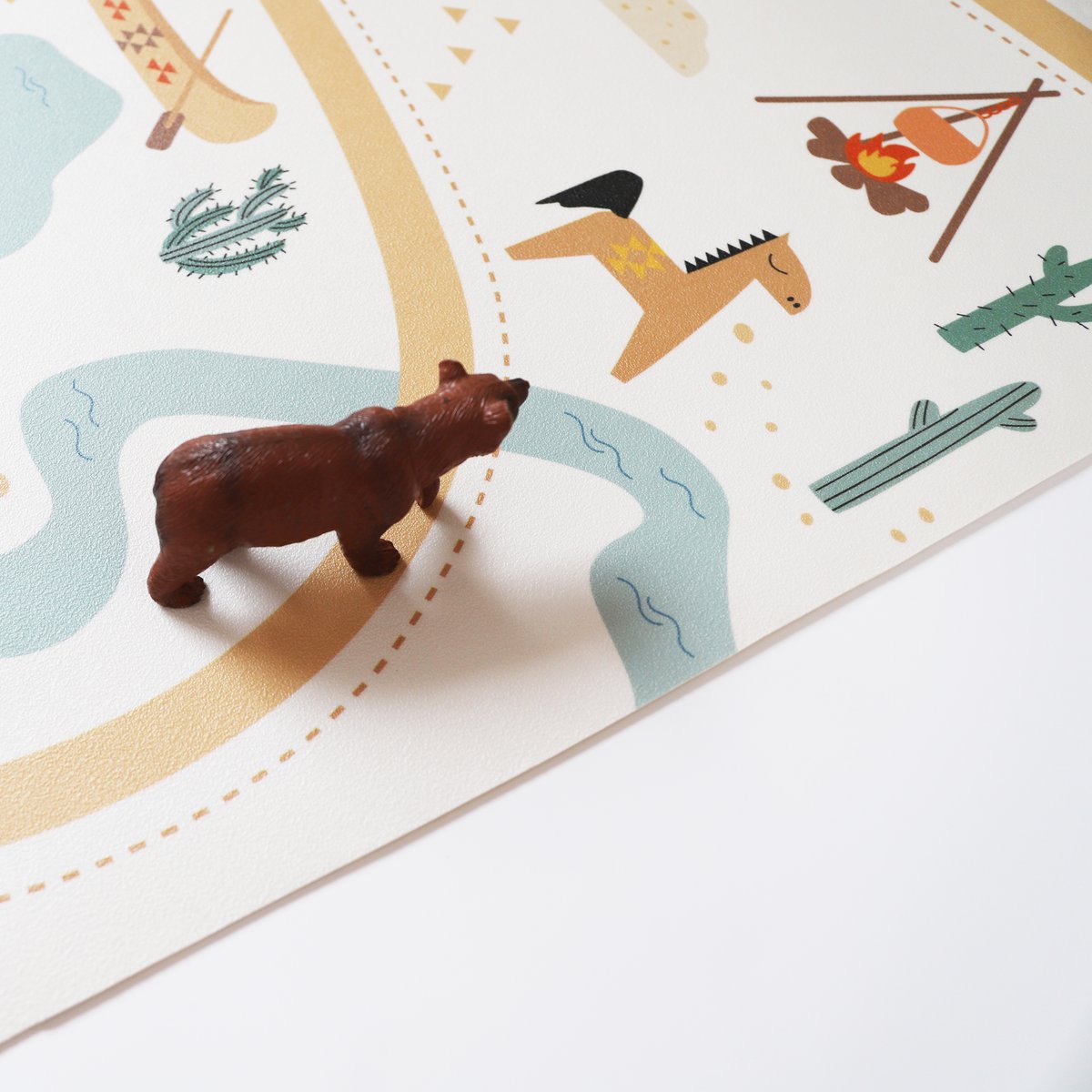 Tapis de jeu vinyle recyclable SUPER WESTERN multicolore, NATTIOT