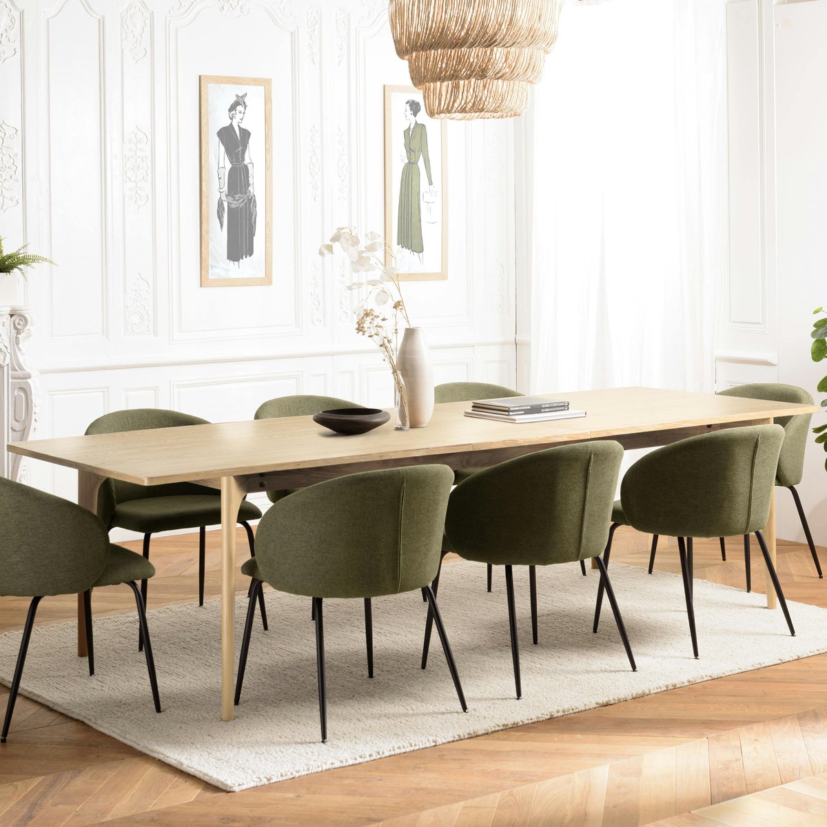 Table à manger extensible 240/292 cm chêne clair PANAMA bois naturel, PIER IMPORT