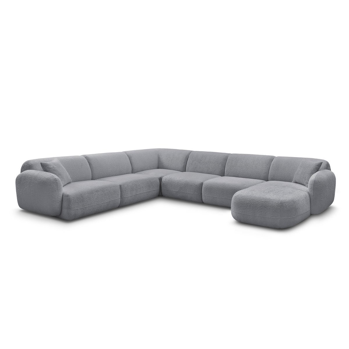 Canapé modulable 6 places en tissu chenille, ANDA gris, BOBOCHIC