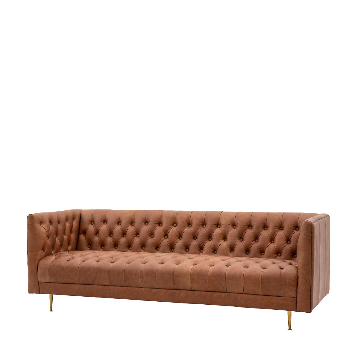 Kendal Retro Buttoned 3-Seater Leather Sofa brown , ÉDITÉ