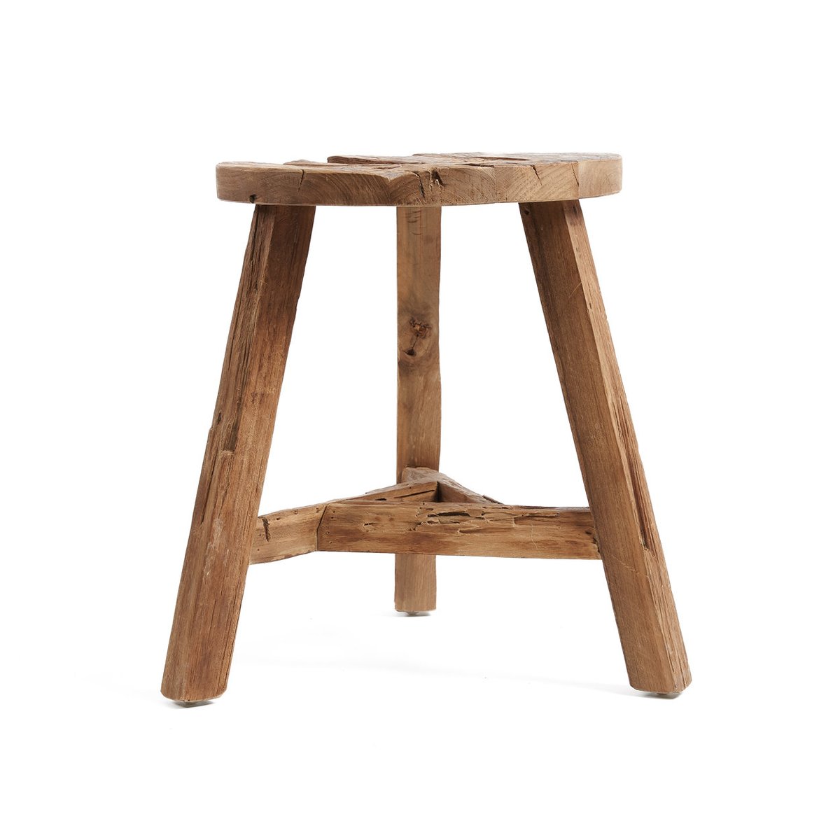 Tabouret en bois de teck récupéré YATAI beige, BAZAR BIZAR