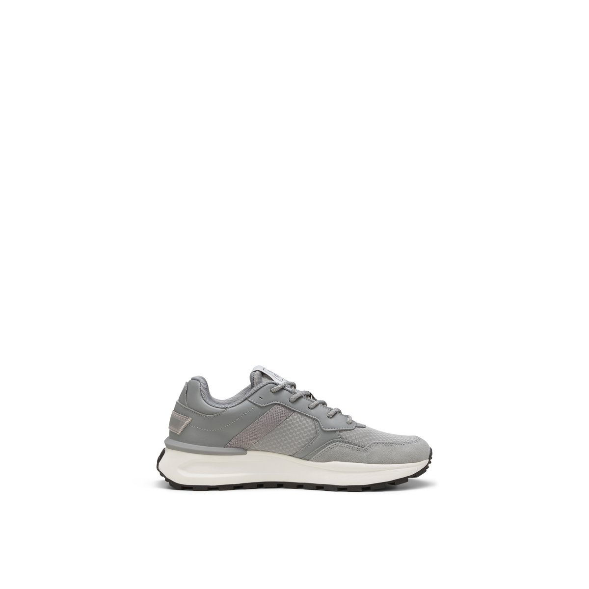 Baskets en cuir de vache et mesh gris, MARC O'POLO