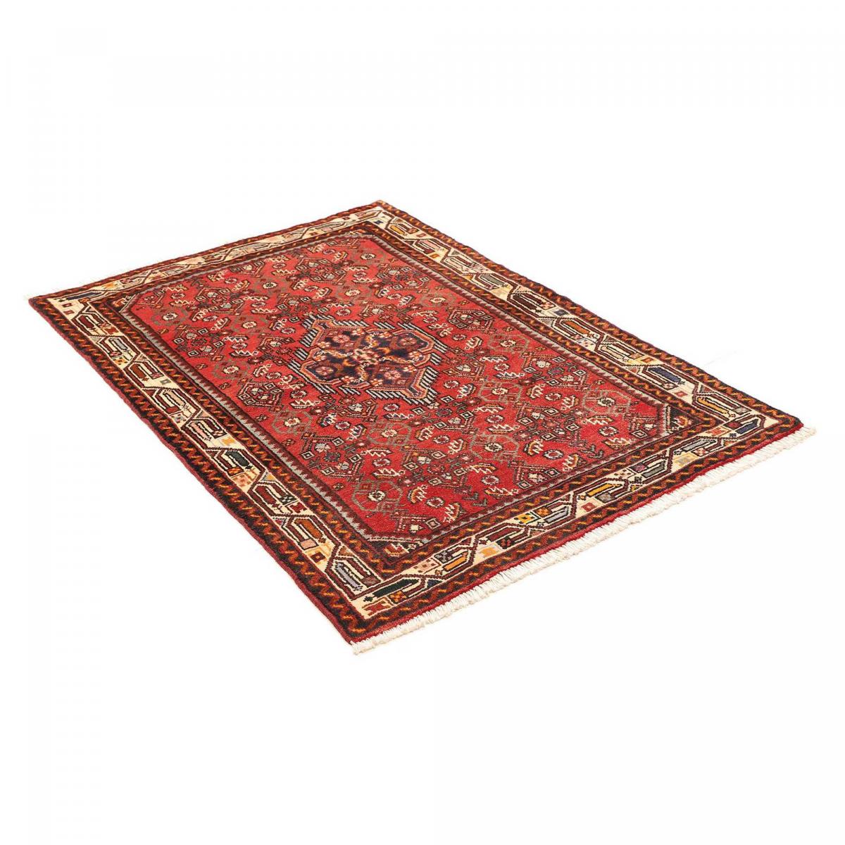 Tapis d'orient à motif oriental, noué main en laine, HAMADAN 26 rouge, bleu, crème, UN AMOUR DE TAPIS