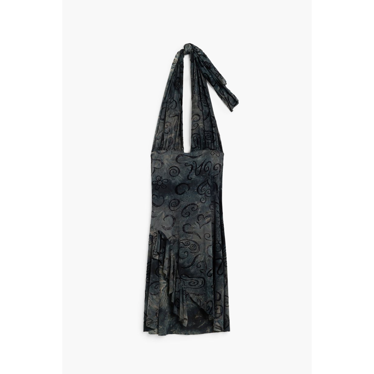 Robe halter floquée noir, DESIGUAL
