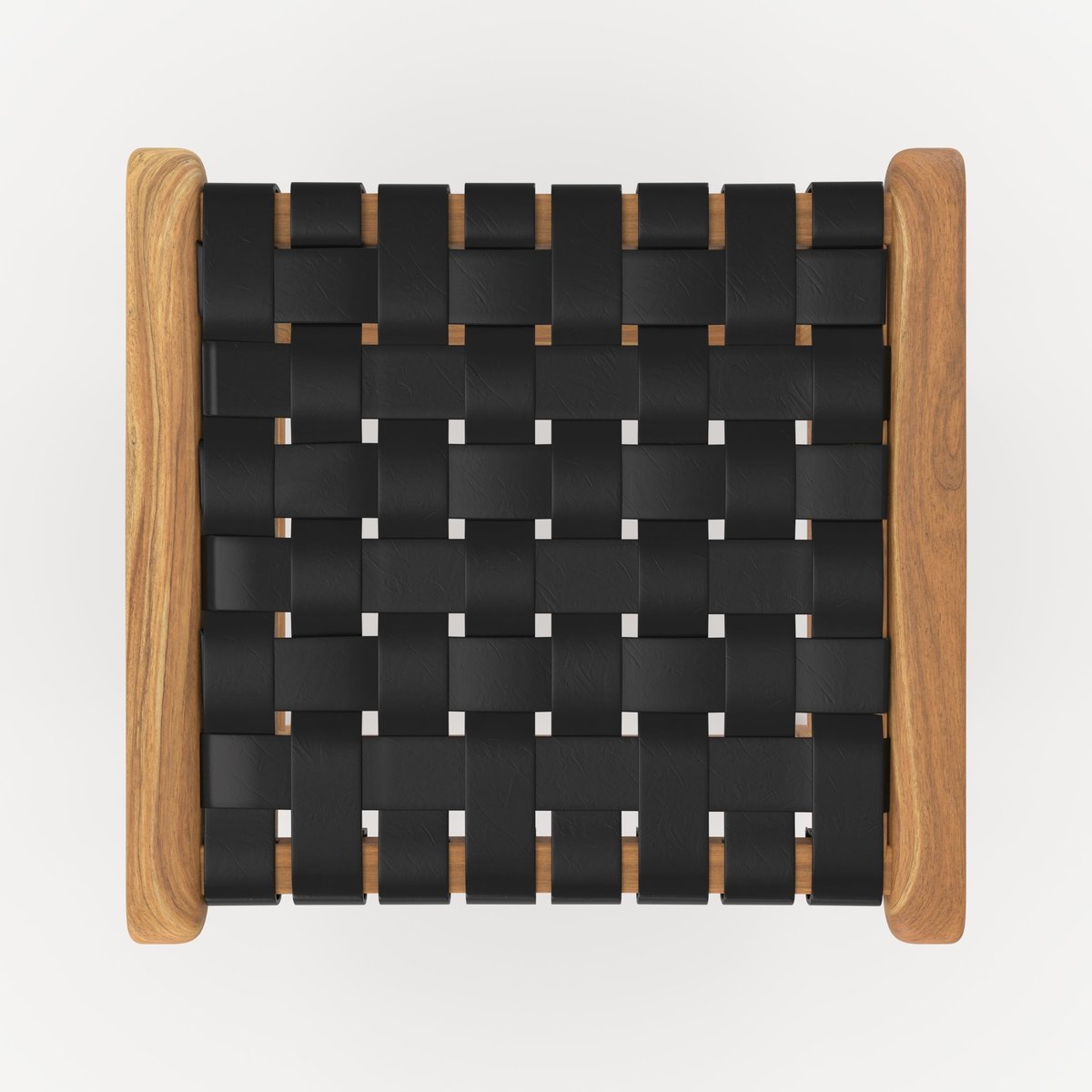 Tabouret pour îlot central 68 cm en teck et cuir - KUNA noir, MAISON PAVANE