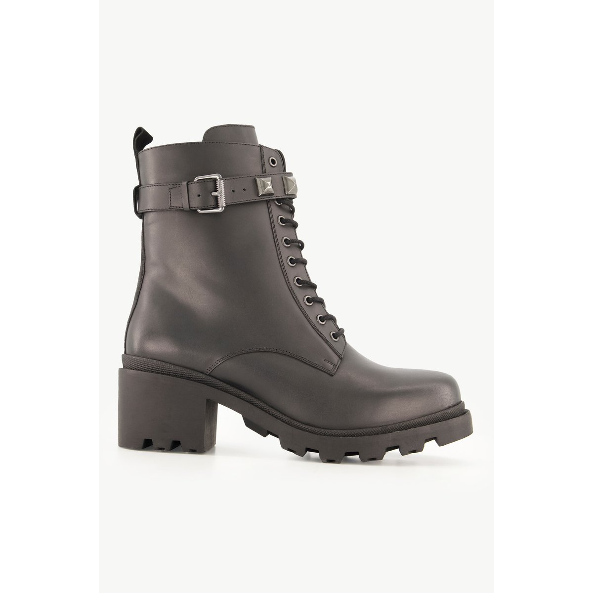 Bottines en cuir. Laçage - largeur H , pied large noir, ULLA POPKEN