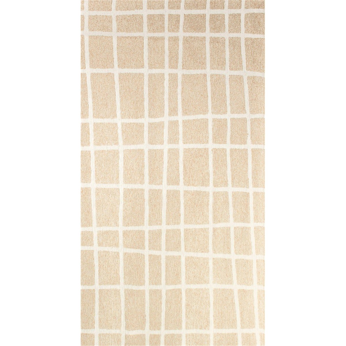 Tapis intérieur extérieur jacquard, CARO beige sable à lignes écru, RECOLLECTION