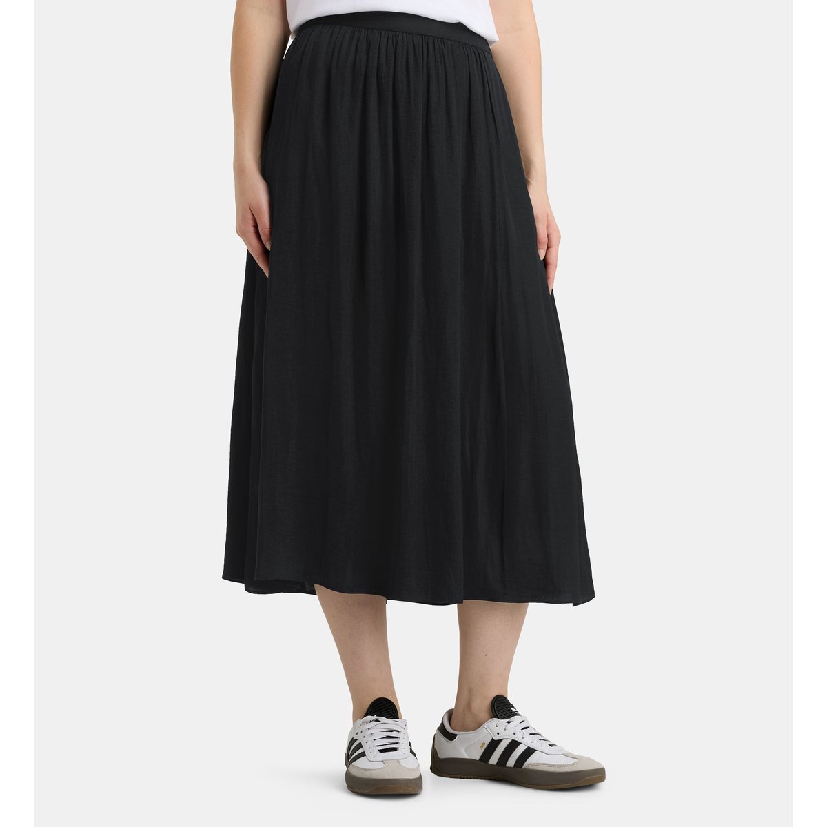 Jupe portefeuille midi fluide celestine satl noir, GALERIES LAFAYETTE