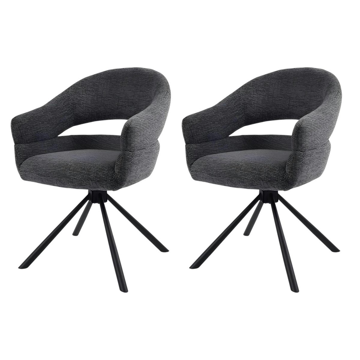 Fauteuil de table pivotant à dos ouvert (lot de 2) IENA gris, PIER IMPORT