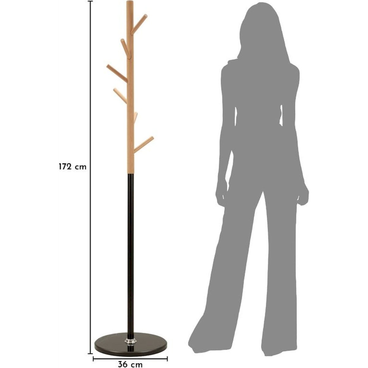 Porte-manteau arbre hêtre socle marbre MODERN noir et bois naturel, RECOLLECTION