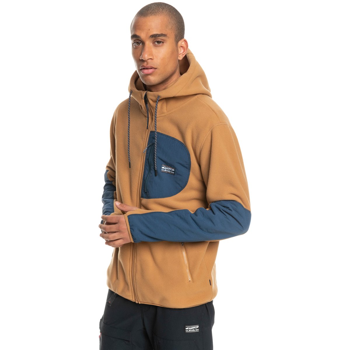 Sweat à capuche zippé DOWN TIME marron tobacco brown, QUIKSILVER