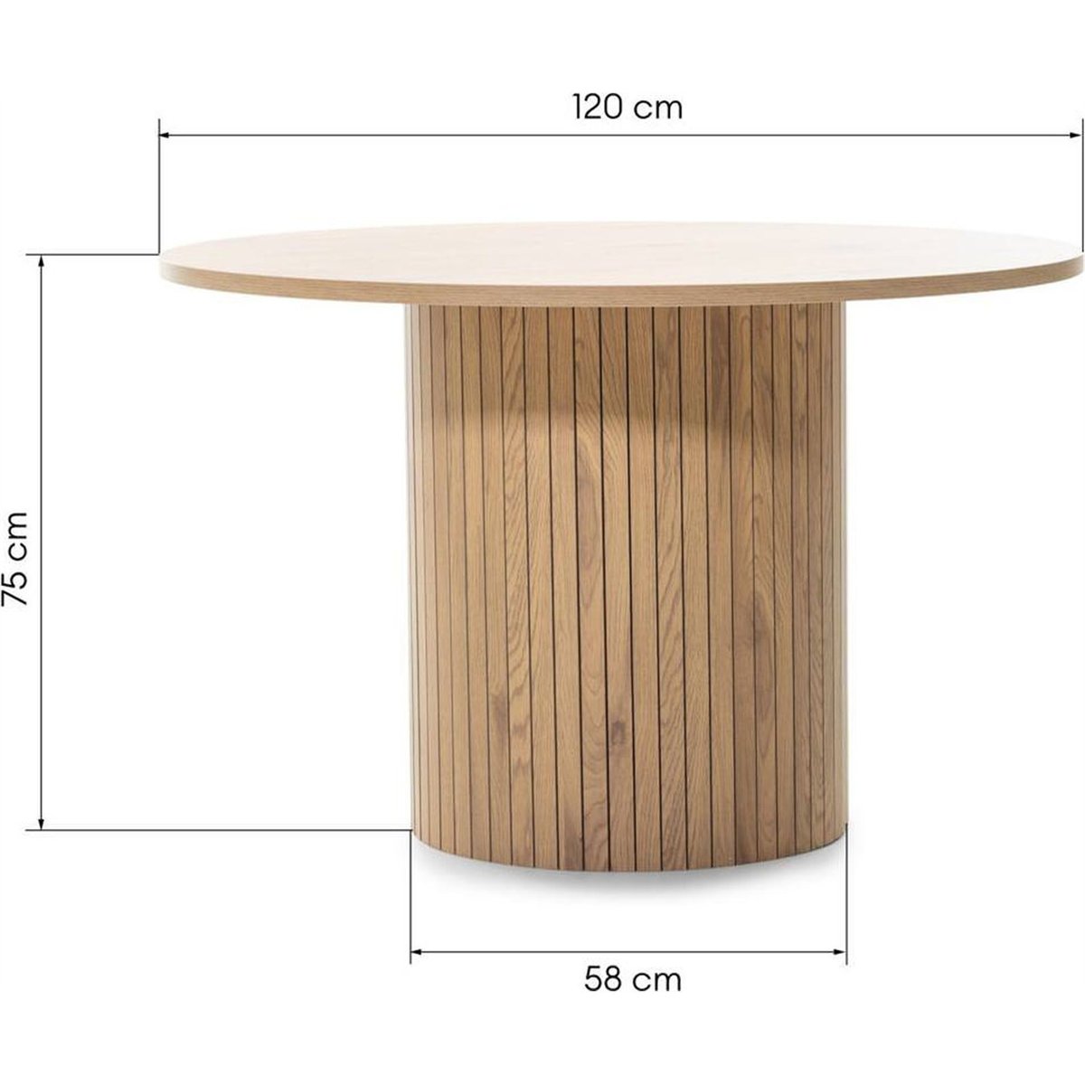 Table à manger ronde chêne UNANIME chêne naturel, RECOLLECTION