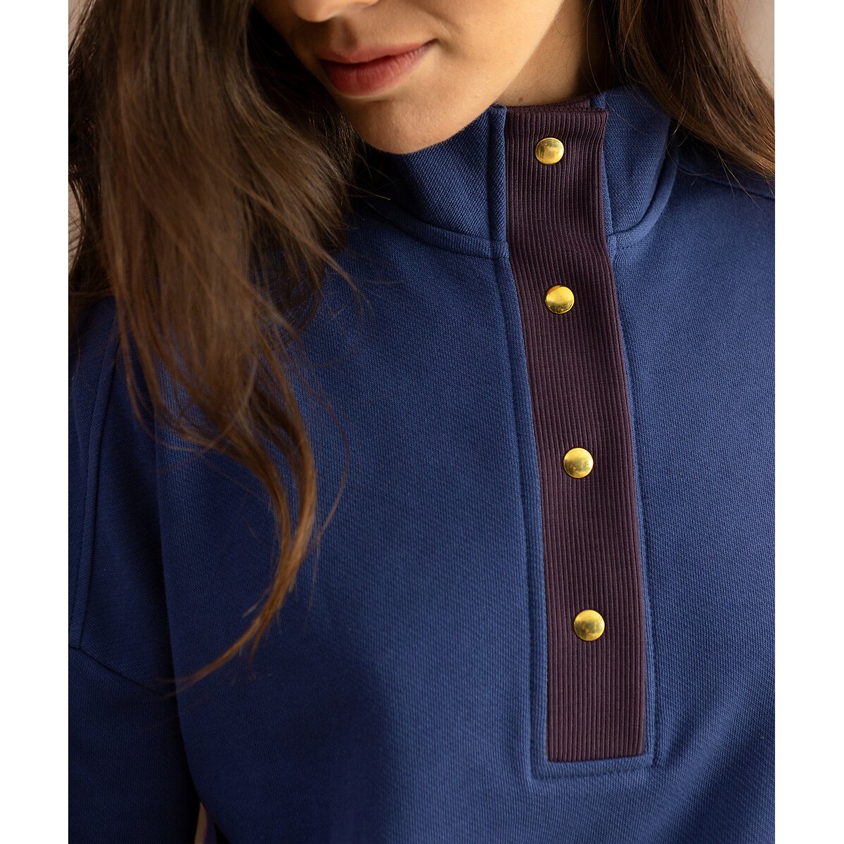 Sweat col camionneur, LUZY indigo, APACHES COLLECTIONS