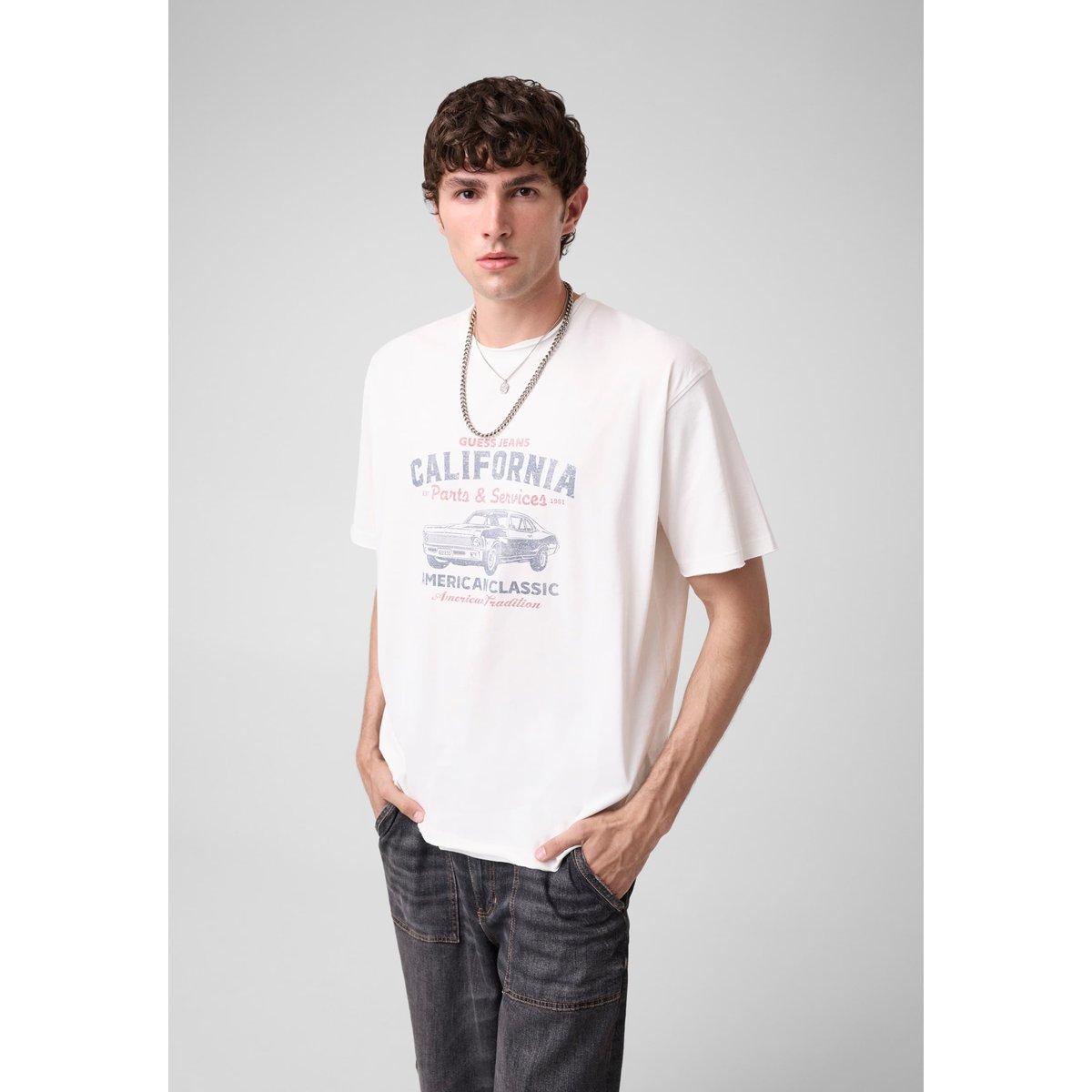 T-Shirt Imprimé blanc, GUESS JEANS
