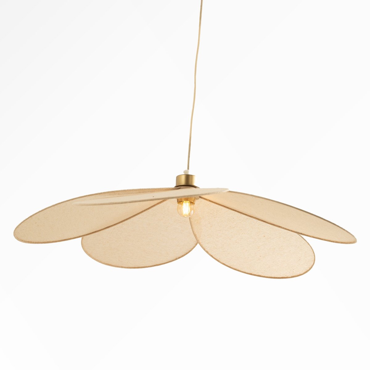 Suspension pétale en tissu et métal 75 cm - FLORA beige, MAISON PAVANE