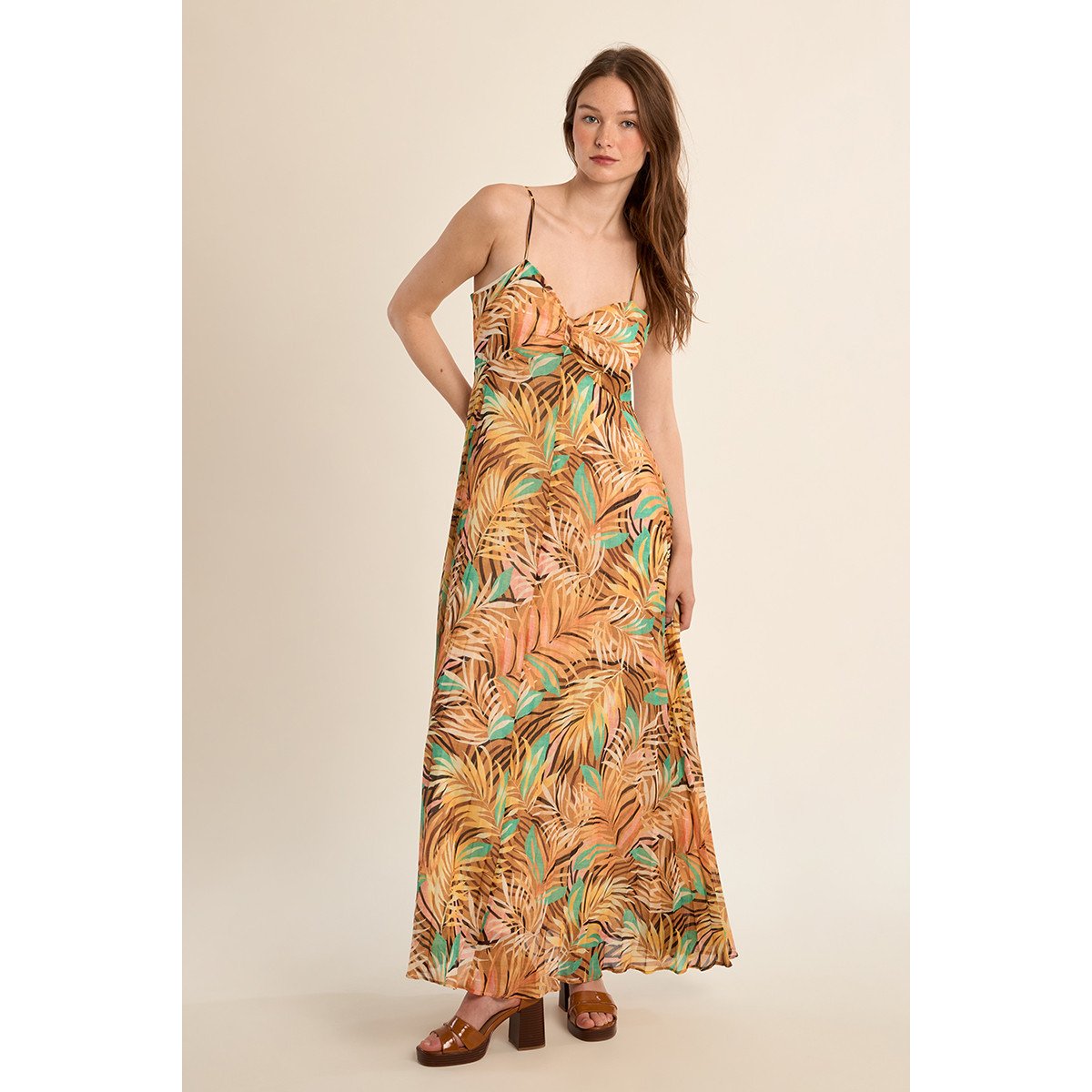 Robe longue plissée, imprimée yellow claudia, MOLLY BRACKEN
