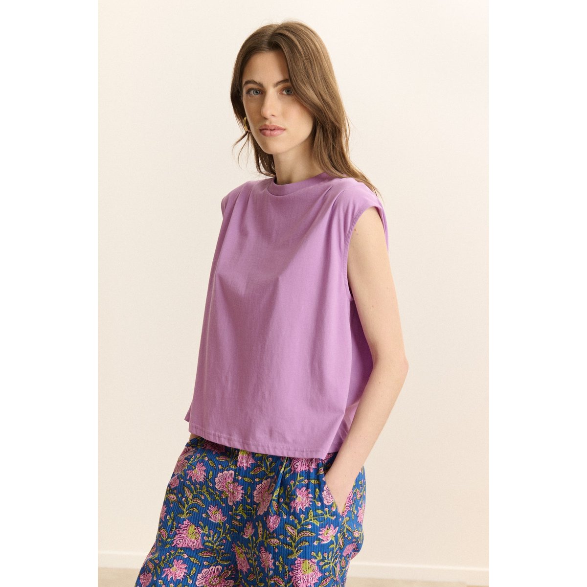 T-shirt sans manches VIVI lilas, GARANCE PARIS