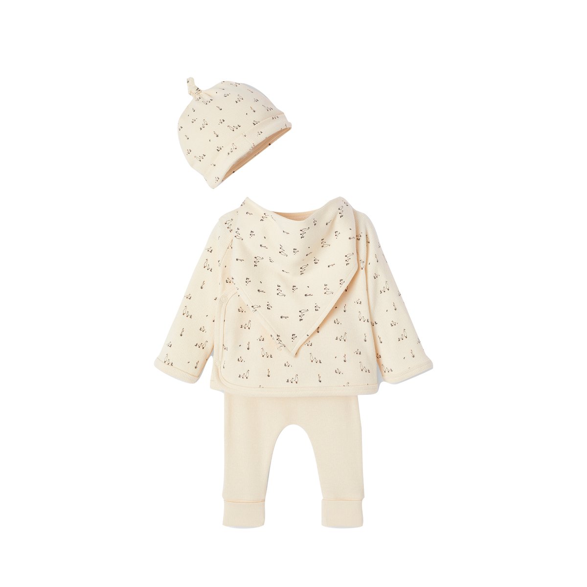 Ensemble naissance 4 pièces bébé petites oies coffret cadeau vanille, VERTBAUDET