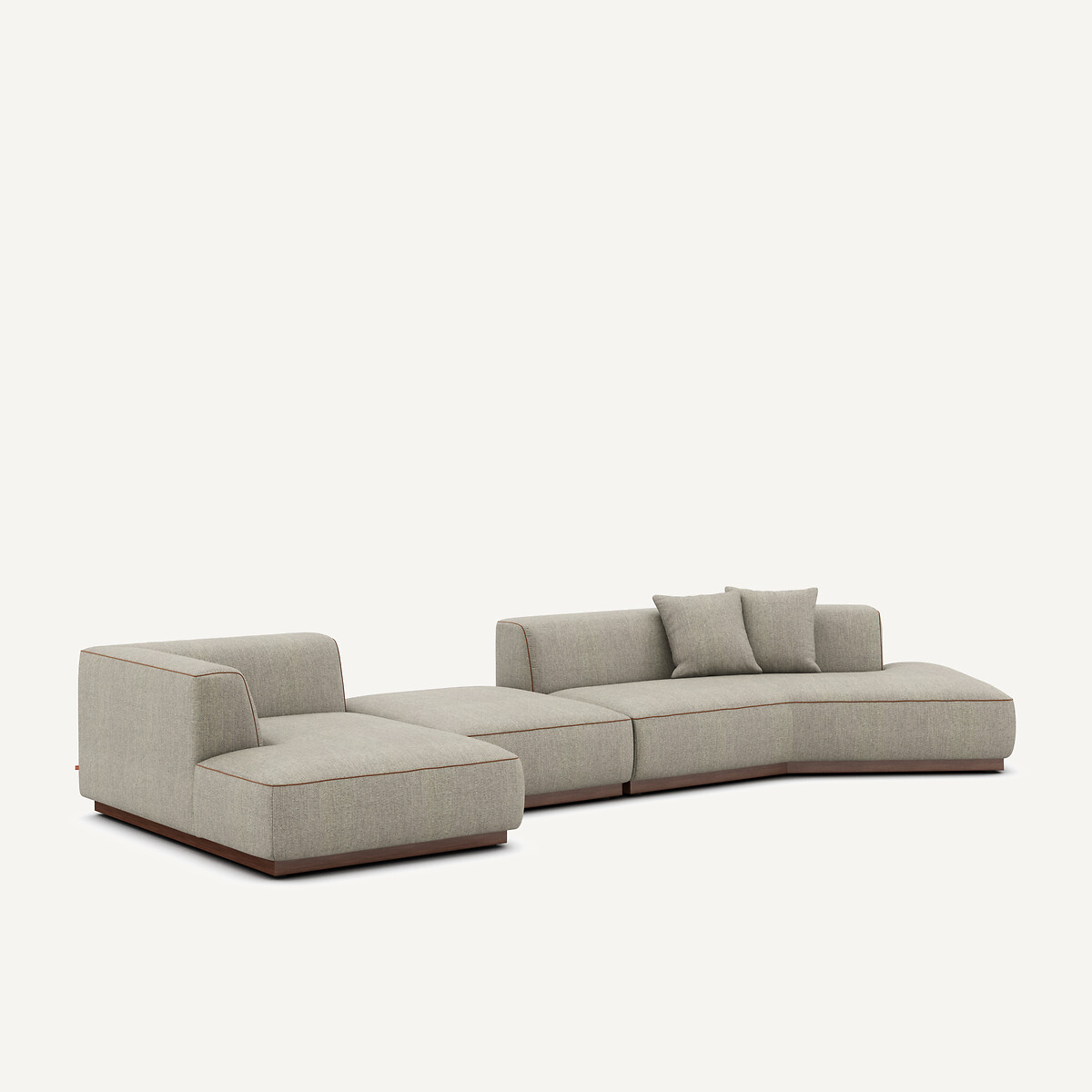 Canapé d'angle gauche ouvert avec repose-pieds en tweedé, JACOPO naturel/gris clair, AM.PM