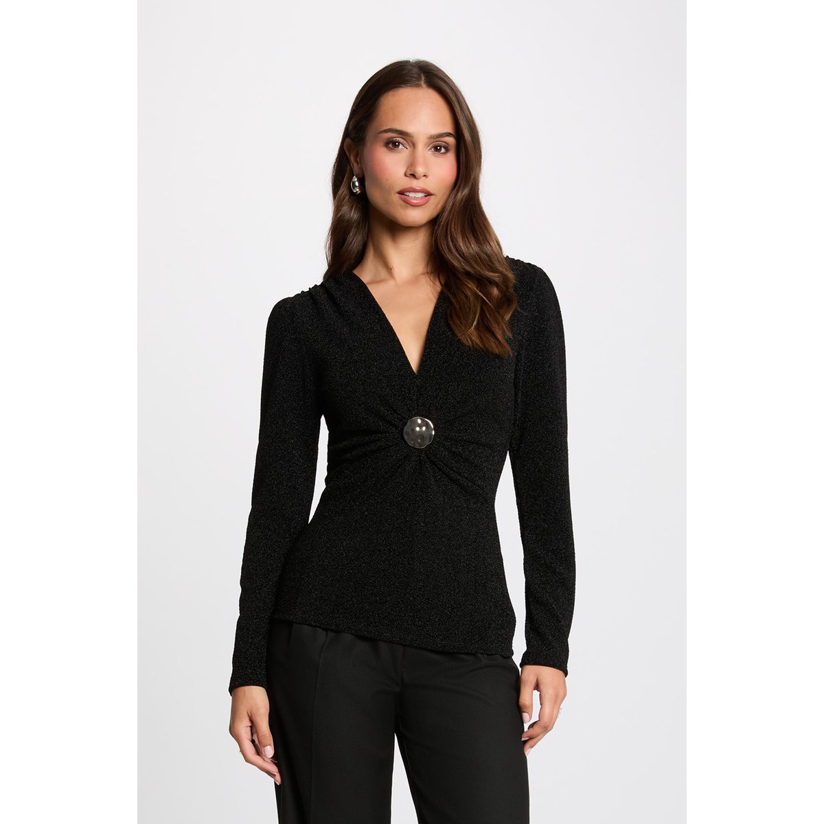 Tee-shirt noir manches longues noir, MORGAN