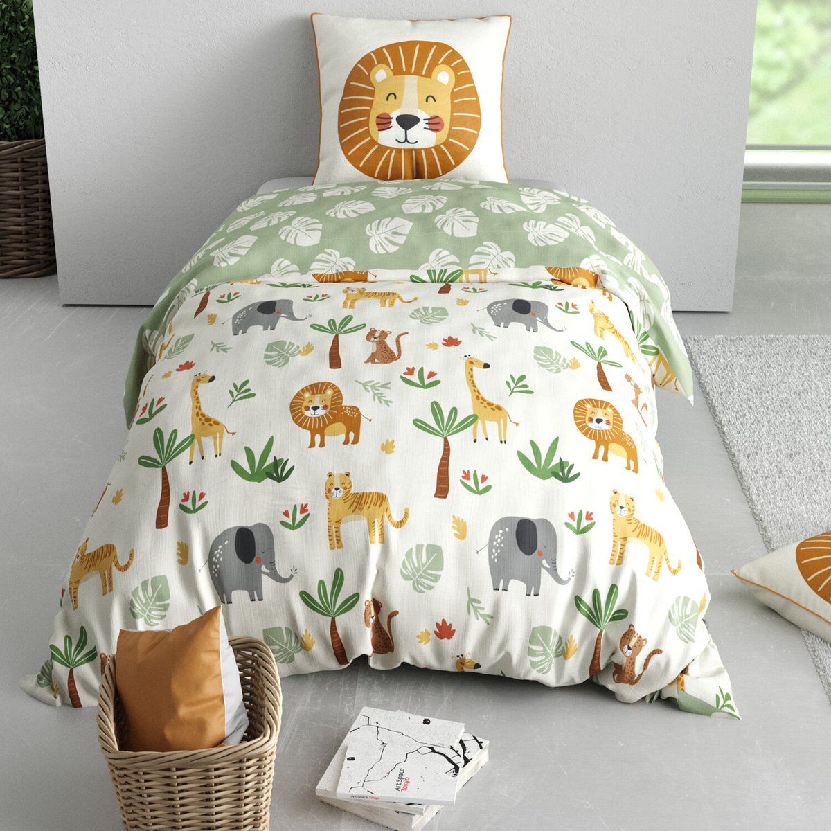 Parure housse de couette 100% coton, SAVANE vert, C DESIGN HOME TEXTILE