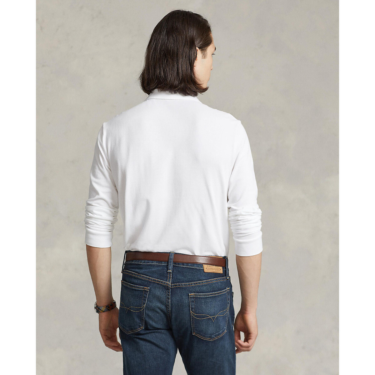 Polo cintré à manches longues piqué blanc, POLO RALPH LAUREN