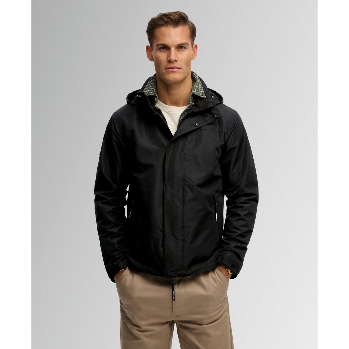 Veste Shell à Capuche noir, SUPERDRY