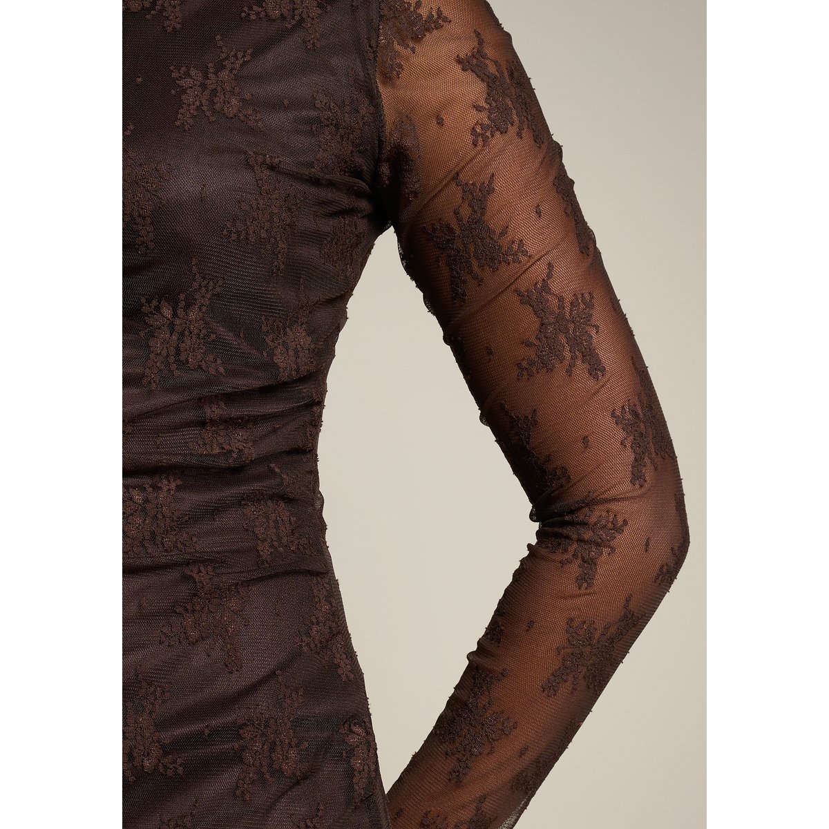 Robe midi en dentelle brun fonce chocolate, LOLALIZA
