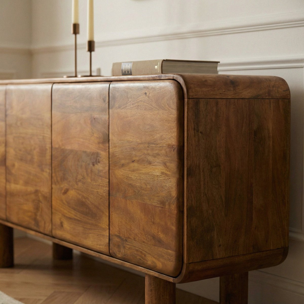 Buffet 4 portes en bois massif L160cm- SIRA bois foncé, DRAWER
