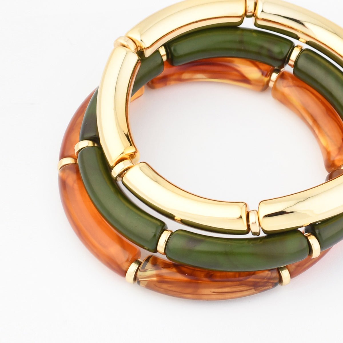 Set x3 bracelets tubes vert, marron et doré marron, BALABOOSTE