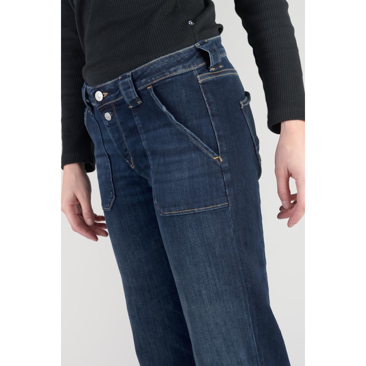 Jeans flare , longueur 34 blue, LE TEMPS DES CERISES
