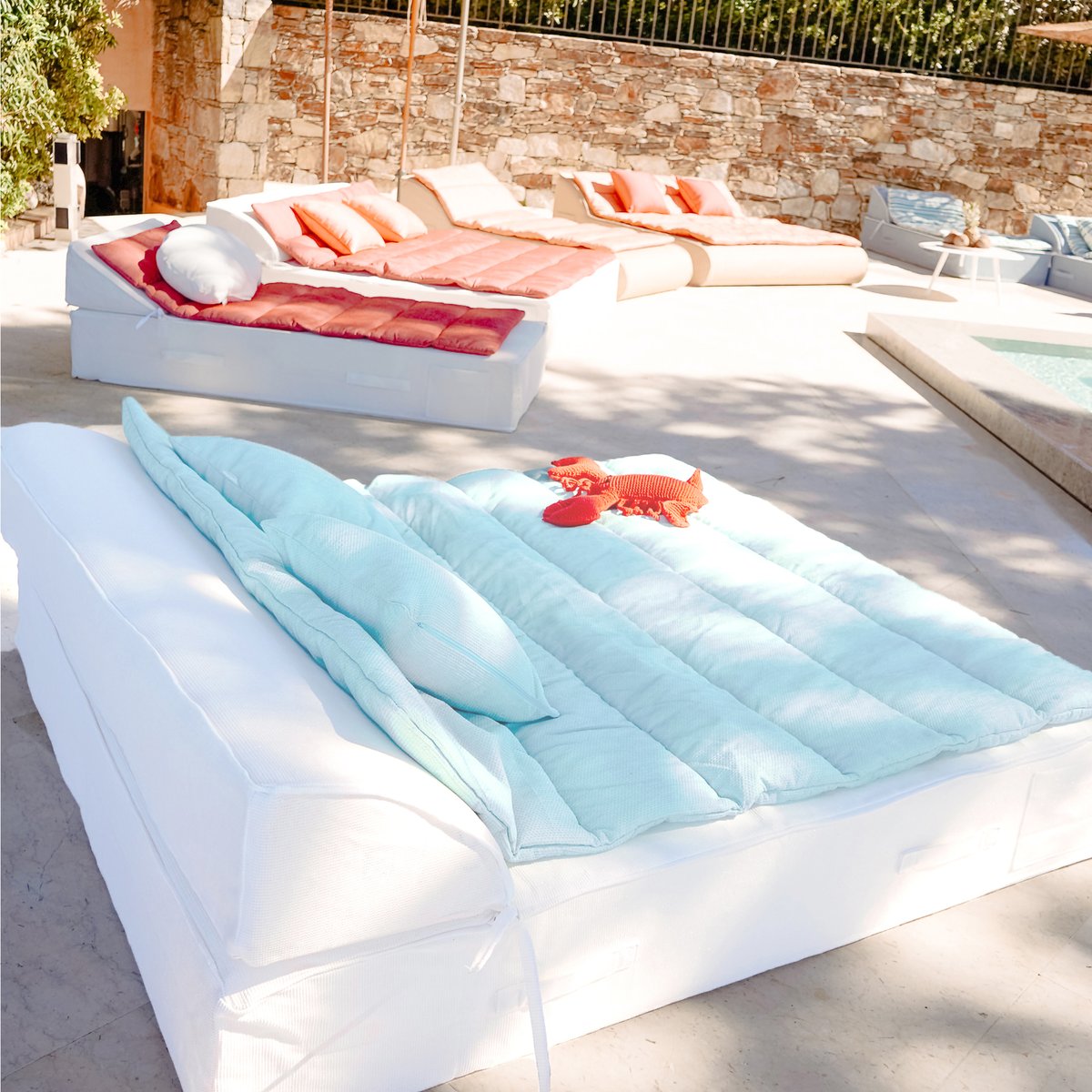 Lit bain de soleil extérieur 1 place blanc, MX HOME