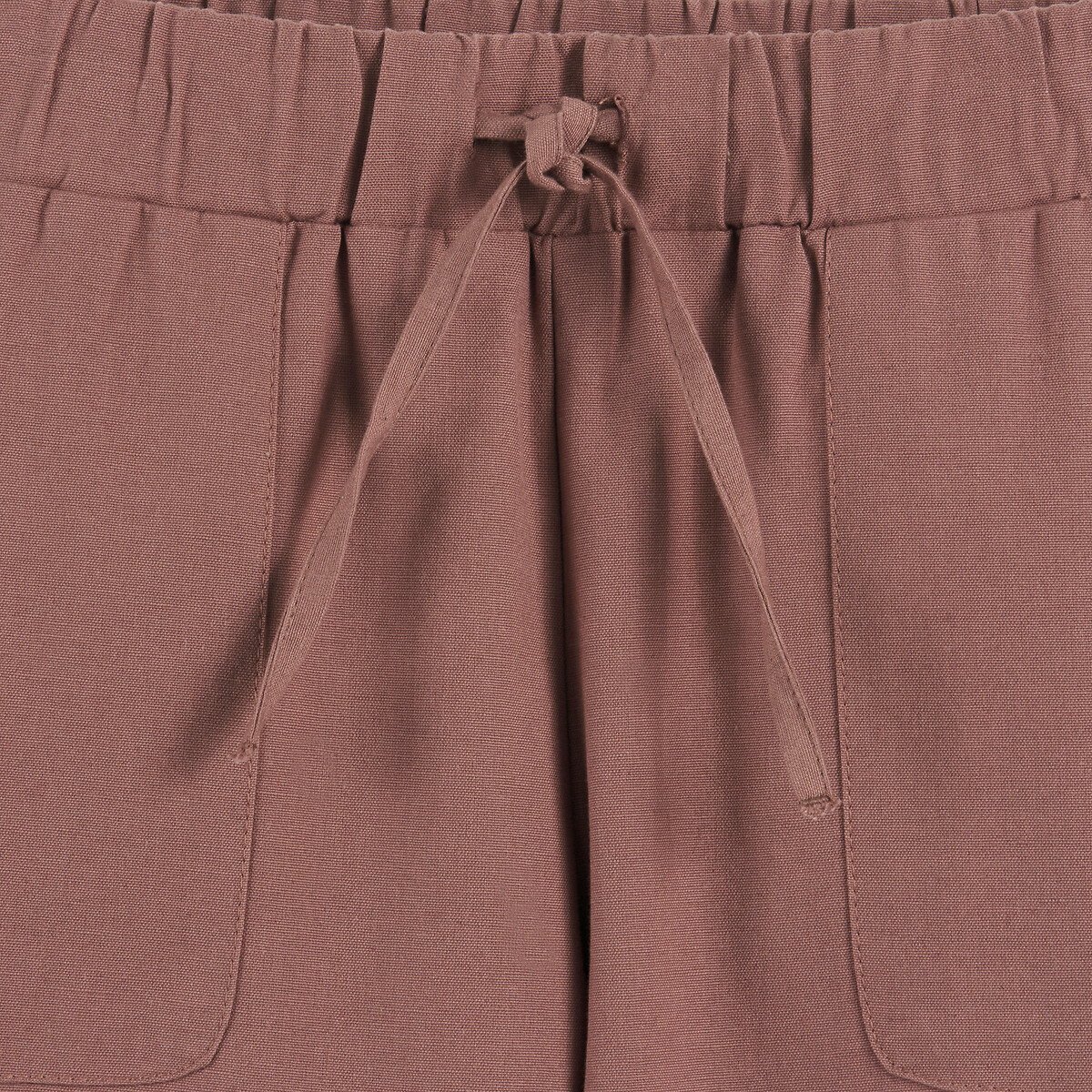Pantalon à taille élastiquée, en coton/lin marron, LA REDOUTE COLLECTIONS